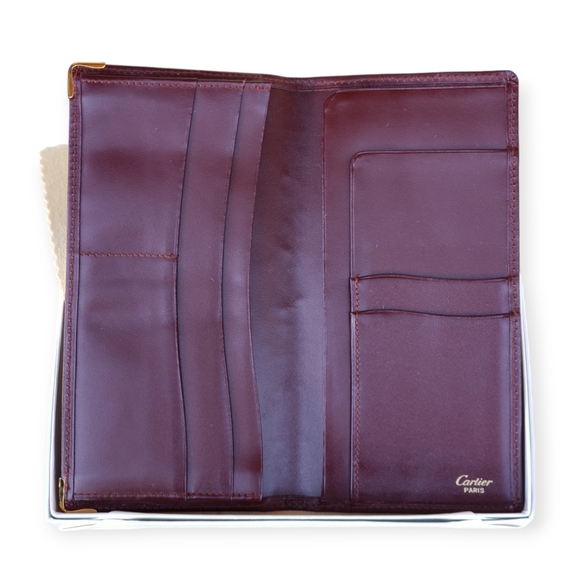 💯 CARTIER Wallet mast line Bordeaux leather Authentic - Picture 5 of 14